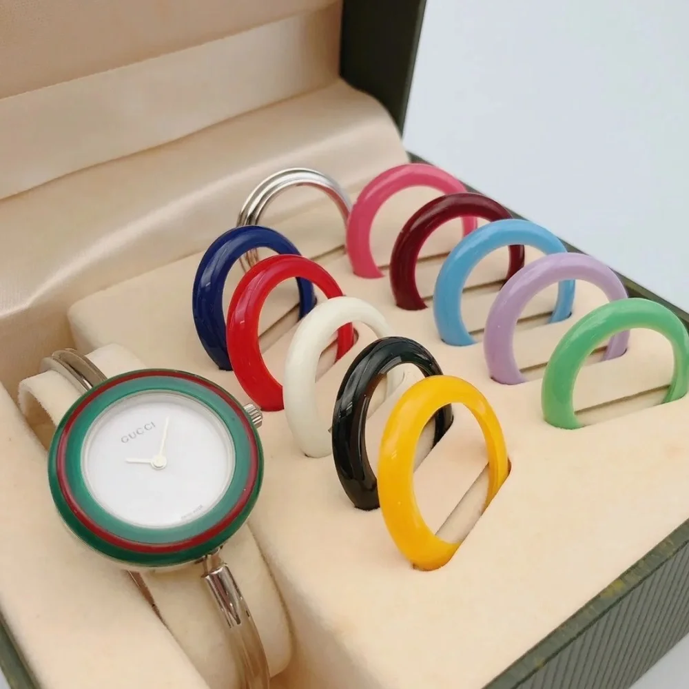 Gucci Silver Bracelet Watch with all bezels shown